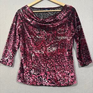 ReitmansWomens Burnout Velvet Top Large Pink Retro Artsy 90s Y2k Fairy Whimsy